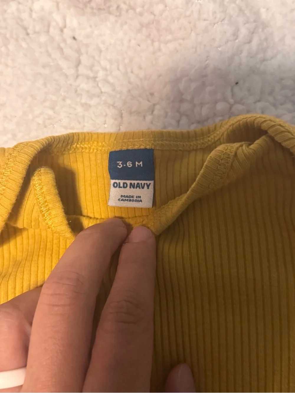 Old Navy Mustard Ribbed Short-Sleeve Baby Bodysuit